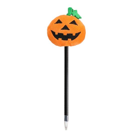 Push Ballpoint Pen Halloween Pumpkin Gel Ink Pen, 0.7mm Rollerball with Plush Pumpkin, Student Novelty Black for Party Favors, Gift Supplies