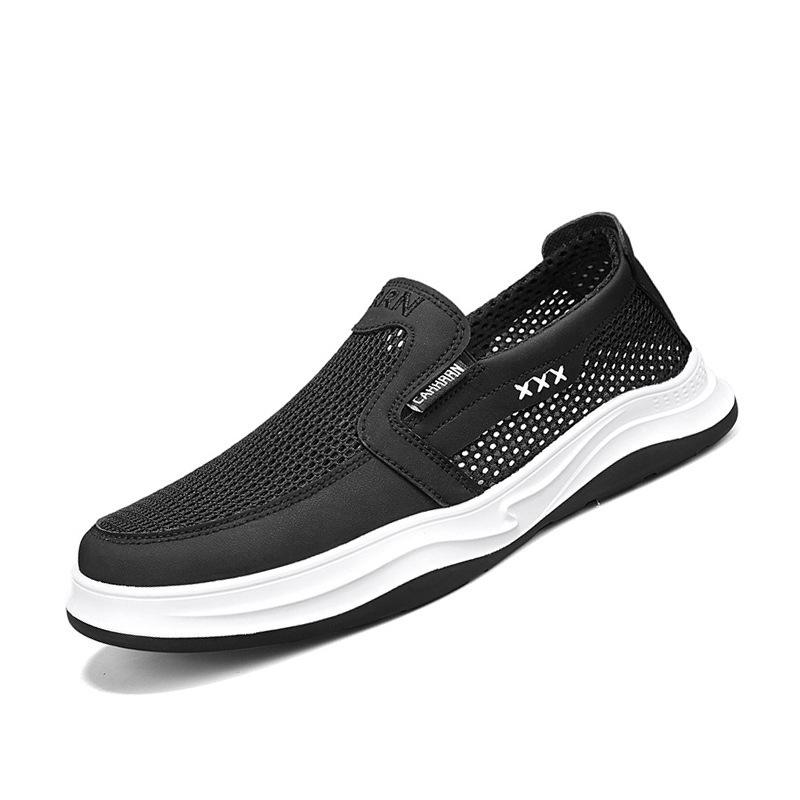Breathable large mesh hollow men's shoes summer casual mesh cloth shoes men's one-pedal lazy shoes men's work shoes