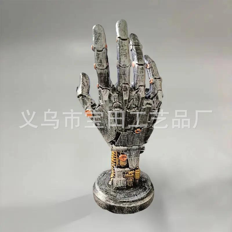 Punk robotic arm resin statue, game controller bracket hand ornament, unique tabletop decoration
