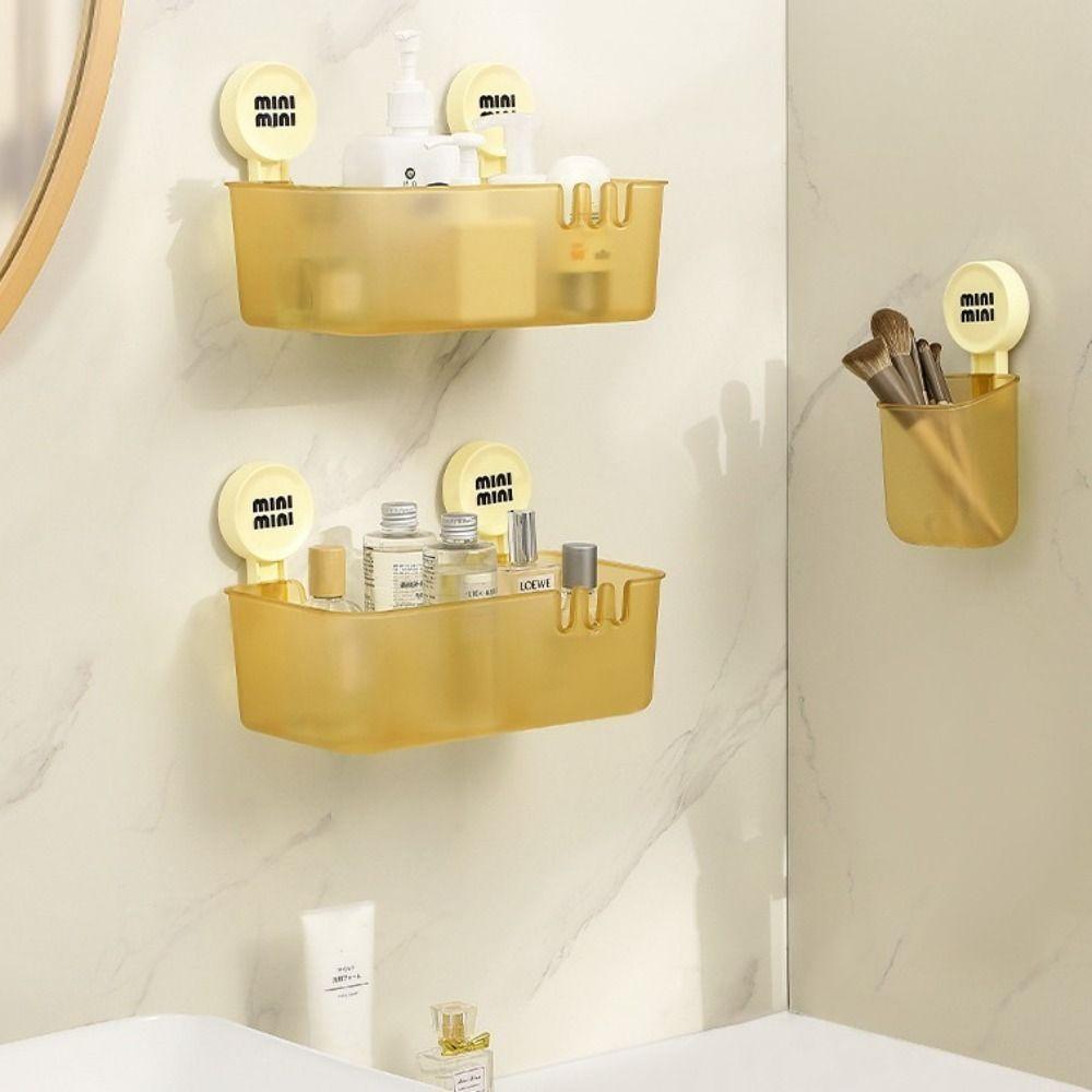 

Saving Space Multi-functional Bathroom Shelf Suction Cup Adhesive Storage Rack kitchen S