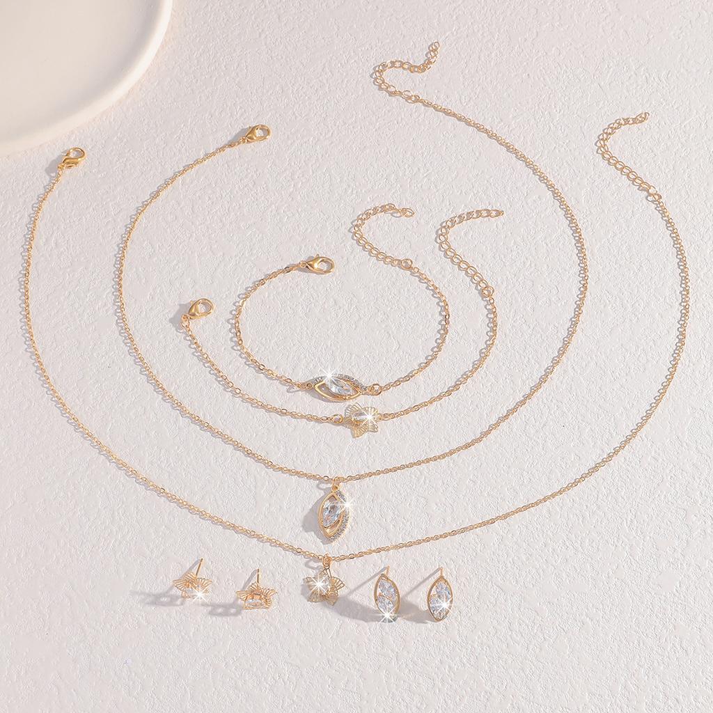 Copper Zircon Set, Pendant Earrings, High-End Stud Earrings, Necklace, Women'S Bracelet, Fashion Jewelry, Mother'S Day Gift.