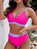 Backless Bikini Set Women Halter Contrast Color Swimsuit High Waisted Two-piece Holiday Fashion Bathing Suit Summer New