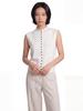 Elegant 100% Wool Sleeveless Knit Top for Women - Autumn/Winter Collection with Rolled Edge Stand Collar