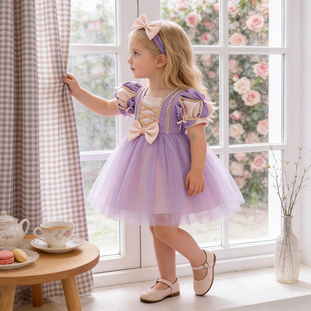 Europäisches & Amerikanisches Prinzessinnenkleid: Elegantes Schleifen-Formalkostüm für Kinder