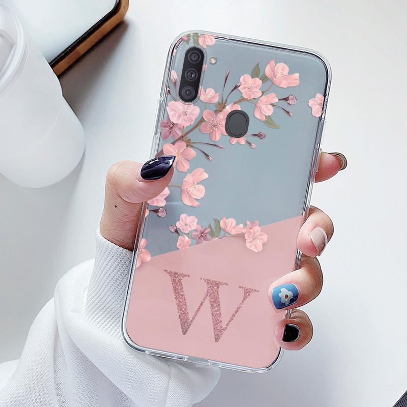 For Samsung Galaxy A11 M11 Case Soft Slim Luxury A-Z Letters Back Cover Funda Clear Bumper For Samsung A 11 M Transparent Shell