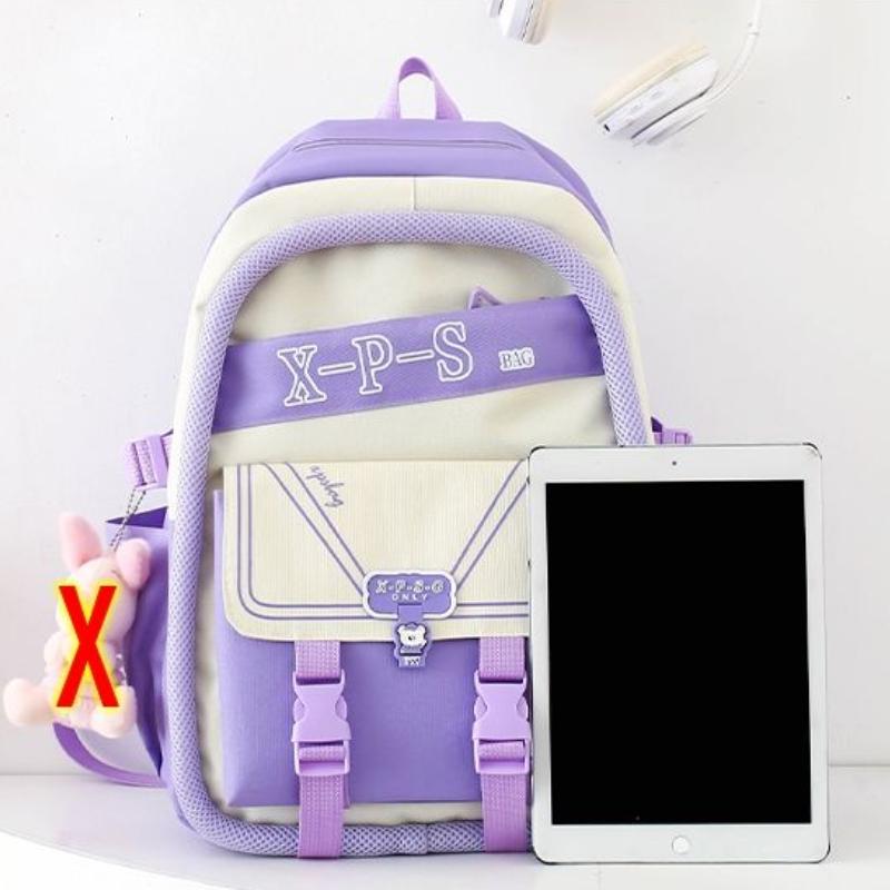4Pcs Set Schoolbag Girls Women Backpackd Canvas Student Bags Student Kids Backpack Outdoor Backpack Pencil Case Crossbody Bag