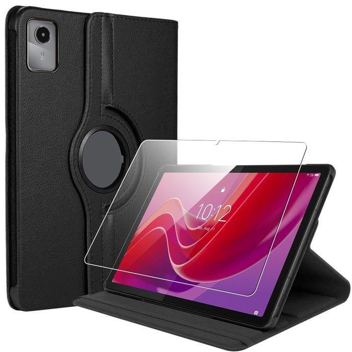 Coque + Verre Trempé pour Lenovo Tab M11, Protection Antichoc Rotative 360° Cuir Synthétique Noir