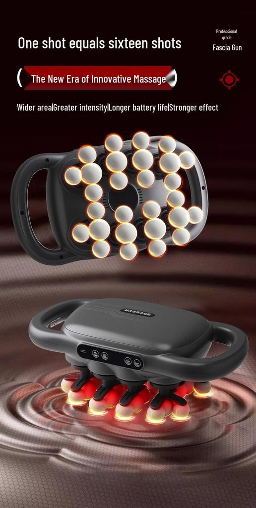Professional 16-Head Fascia Gun Muscle Massager for Home Use - Deep Relaxation for Waist, Back, and Legs