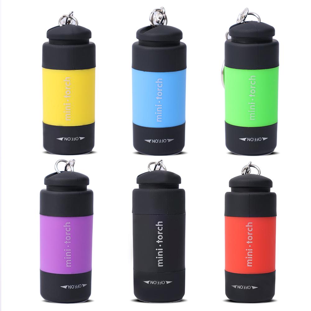 Mini Torch LED Rechargeable Flashlight Portable Keychain Rotary Switch Waterproof Outdoor Camping Emergency Flashlight