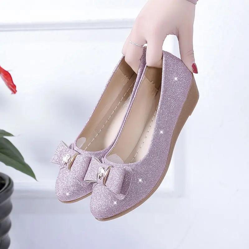 Fashion With Bow Round Toe Ladies Pumps Medium Heels Women's Shoes Beau Today Chic Point Young Quick Delivery On Sale Shoe Wholesale Y2k