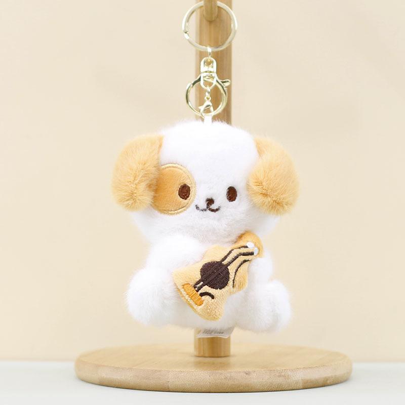 Guitar Puppy Pendant Plush Toy Keychain Rose Dog Stuffed Doll Bag Accessories