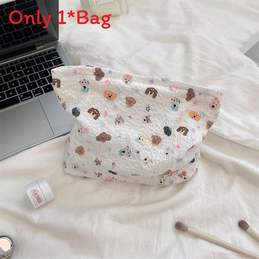 Cartoon Floral Embossed Makeup Bag With Large Capacity For Travel And Daily Use