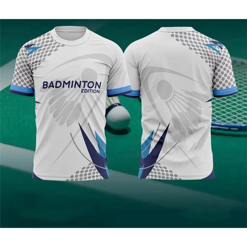 Simple Contrast Color Badminton T Shirts For Men Summer Fashion 3D Printed Sports T-shirts Loose Breathable Tees Tops