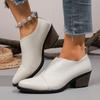 Fashion Pointed Toe Chunky Heel Ankle Boots for Women 2025 New British Style Black Dress Shoes Woman Fashion PU Leather Chelsea Boots