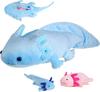 ZHONGXIN MADE 3-Piece Soft Axolotl Plush Toy Set with Zipper, Cute Axolotl Stuffed Animals, Gift for Friends and Kids, Blue