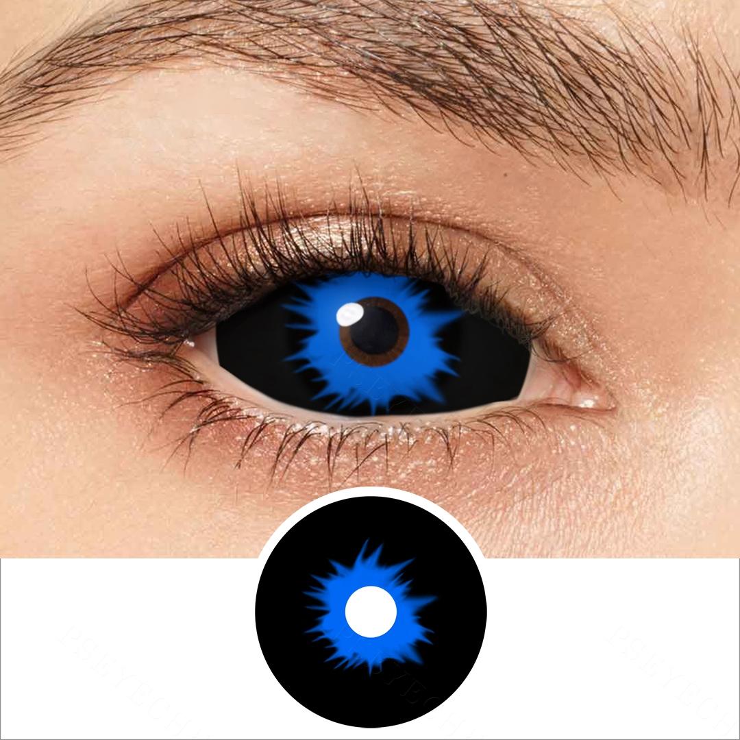 

22 мм линзы для склеры демона Redlash Black Sclera Хэллоуин Контактные линзы Зомби Вампир Глазные контакты для вечеринки Синие контактные линзы 22mm