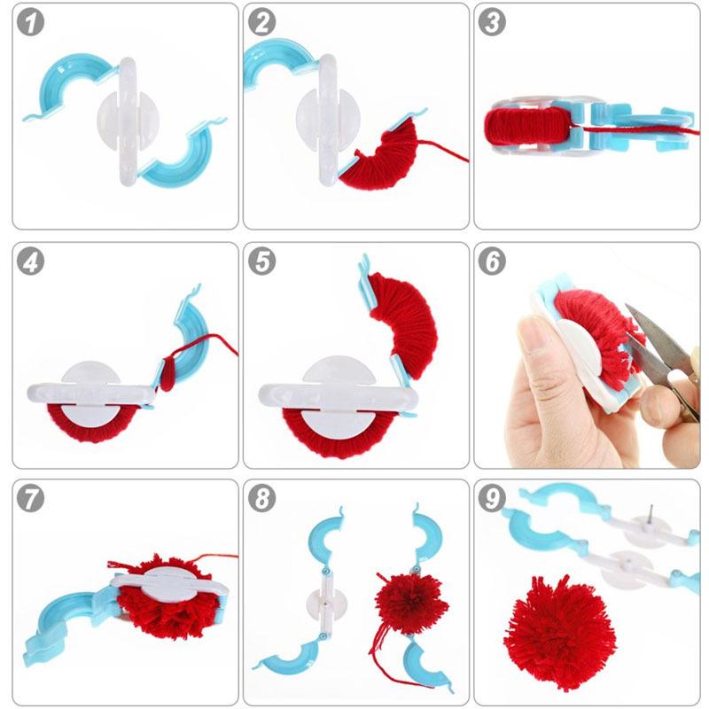 4 Misure Pompon di Lana Strumenti per Maglieria Filato Pompon Lana Set Palla di Peluche Palla Soffice Tessitore Strumenti per la Produzione di Palle di Lana Pompon