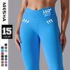Seamless Knitted Yoga Trousers with a Criss-cross Waistband and Butt-lifting Design; Running and Sports Leggings; Breathable Fitness Trousers