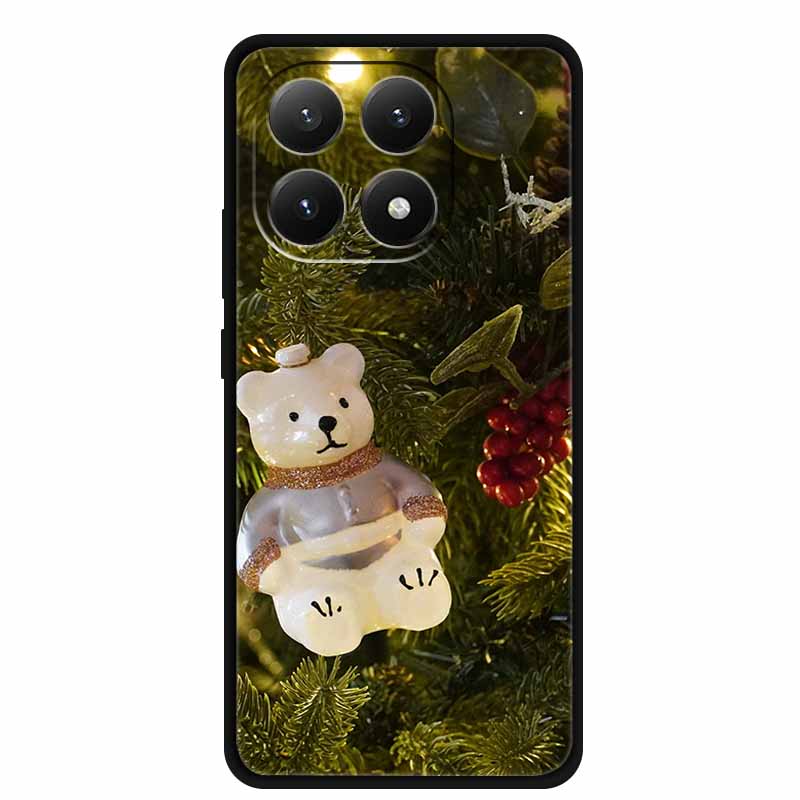 Christmas Cover For Xiaomi 15T 5G Case Black Silicone Cases TPU Santa Claus Christmas Tree Cover Cartoon Deer For Mi 15T 5G 15 T