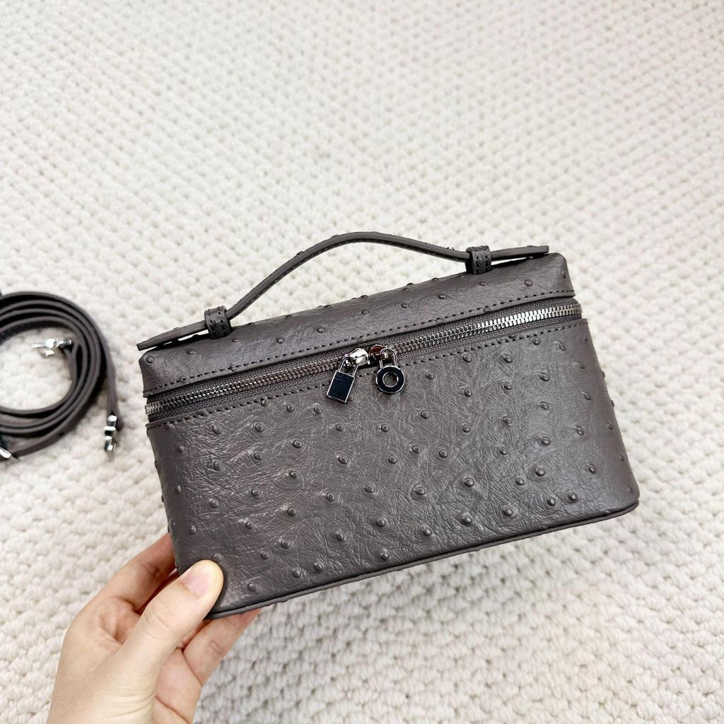 High-End Versatile Ostrich Pattern Leather Shoulder and Cross-Body Women's Handbag