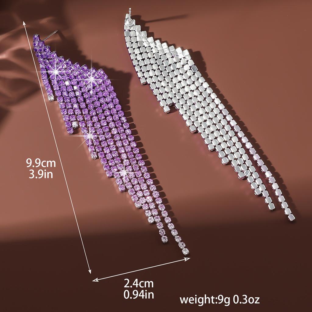 2PC Women's Fashion and Elegance Claw Chain Colorful Tassel Earrings Travel Carnival Banquet Party Holiday Dressing Gifts