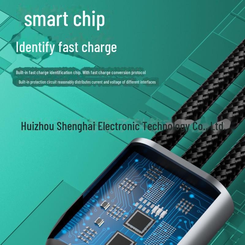 120W 6A Three-in-One Fast Charging Cable for Apple, Huawei, and Android Devices