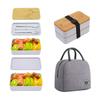 MeyJig Bento Box 2 Schichten Lunchbox Gesunde Lebensmittelbehälter mit Tasche Mikrowellengeeignet 1200ml