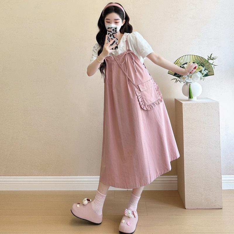 Korean Style Plus Size Maternity Overalls & Shirt Set 2XL