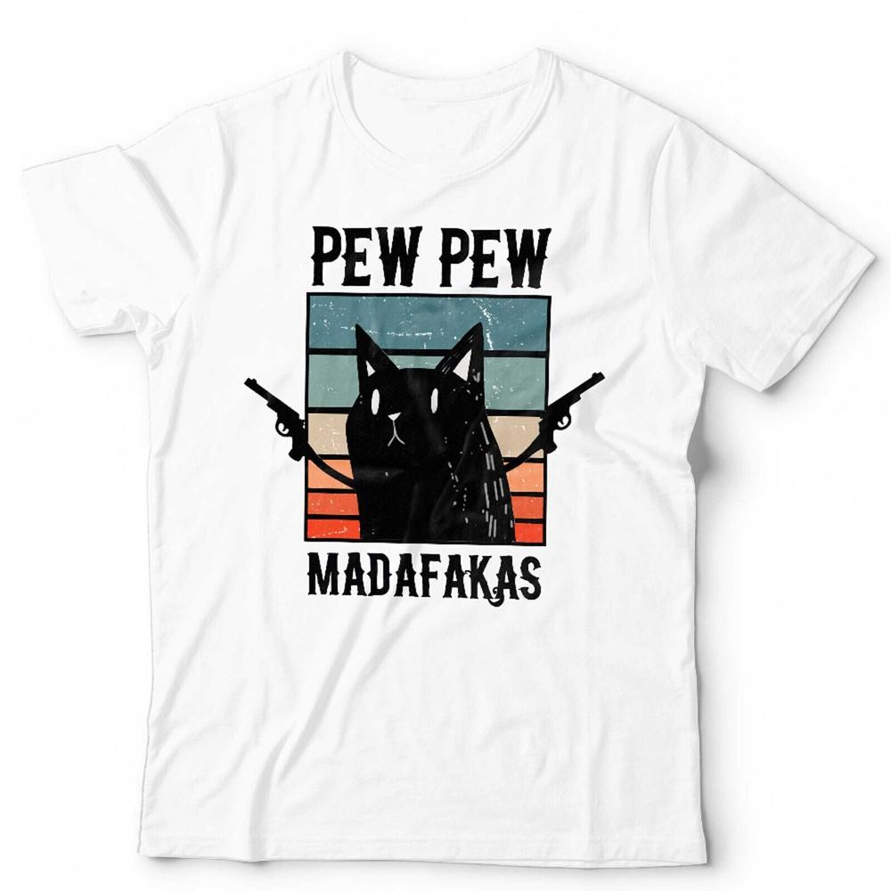 Pew Pew Madafakas Tshirt Unisex Kids NEW Funny Cat Lover Retro Vintage