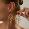 Ingemark Halloween Red Crystal Water Drop Pendant Earrings for Women Elegant Imitation Pearl Tassel Drop Earring Party Jewelry