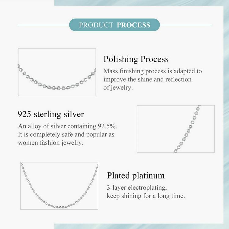 WOSTU Real 925 Sterling Silver Trendy Flash Bead Chain Basic Necklace Adjustable Necklace for Women