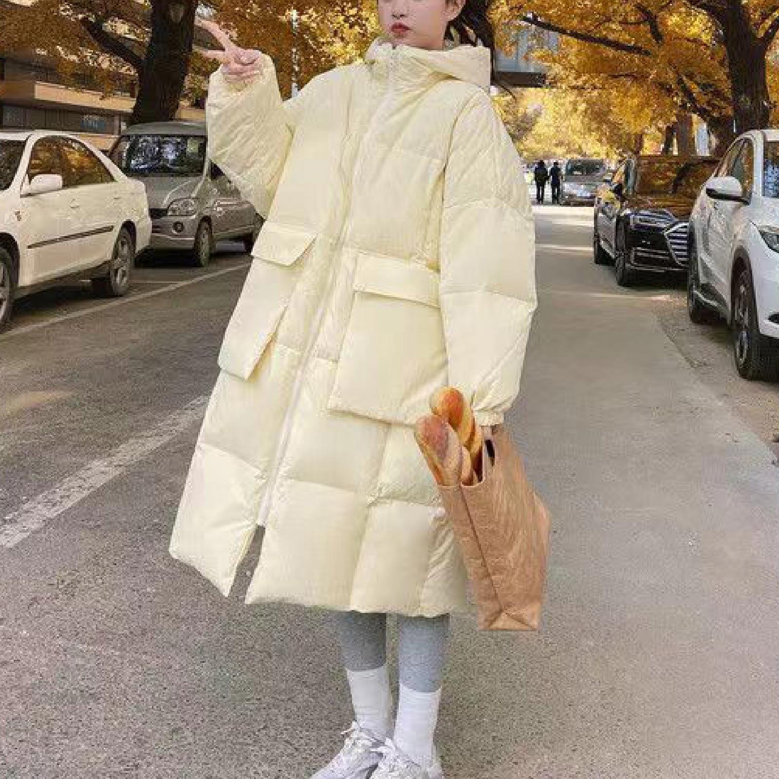 

Жіноча бавовняна пухова куртка з довгим капюшоном Parker, жіноча бавовняна куртка середньої довжини, тепле зимове пальто для схуднення XL жовтий