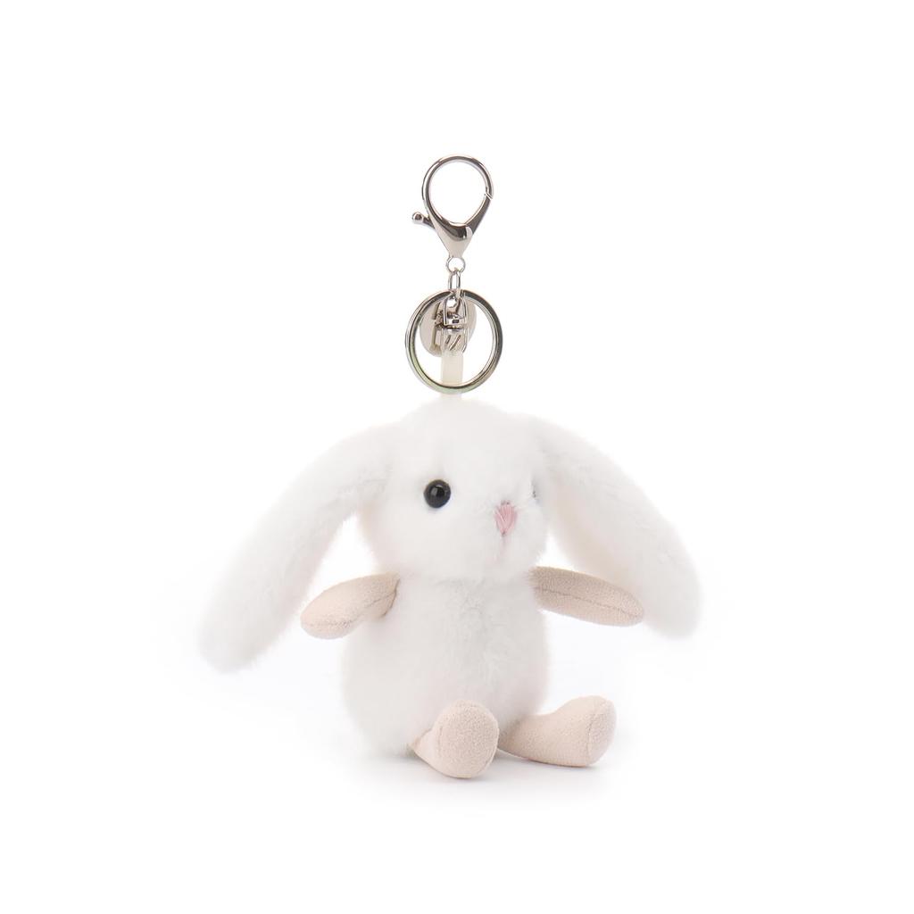 Apricot Lamb Summer Bunny Cute Soft Keychain Plush Toy, Perfect for Boys and Girls, Fits Kids Backpacks and Purses, 10cm