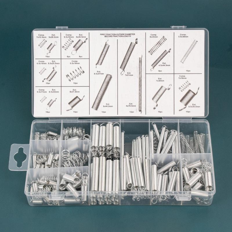 200Pcs/set 20 Sizes Spring Assortment Kit Galvanized Steel Compression Springs Mechanical Extension Springs Set for Home Repairs