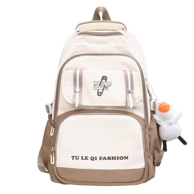 

Рюкзак для школьников большой емкости, женский школьный рюкзак для старшеклассников, холст, контрастный цветной рюкзак для женщин коричневый