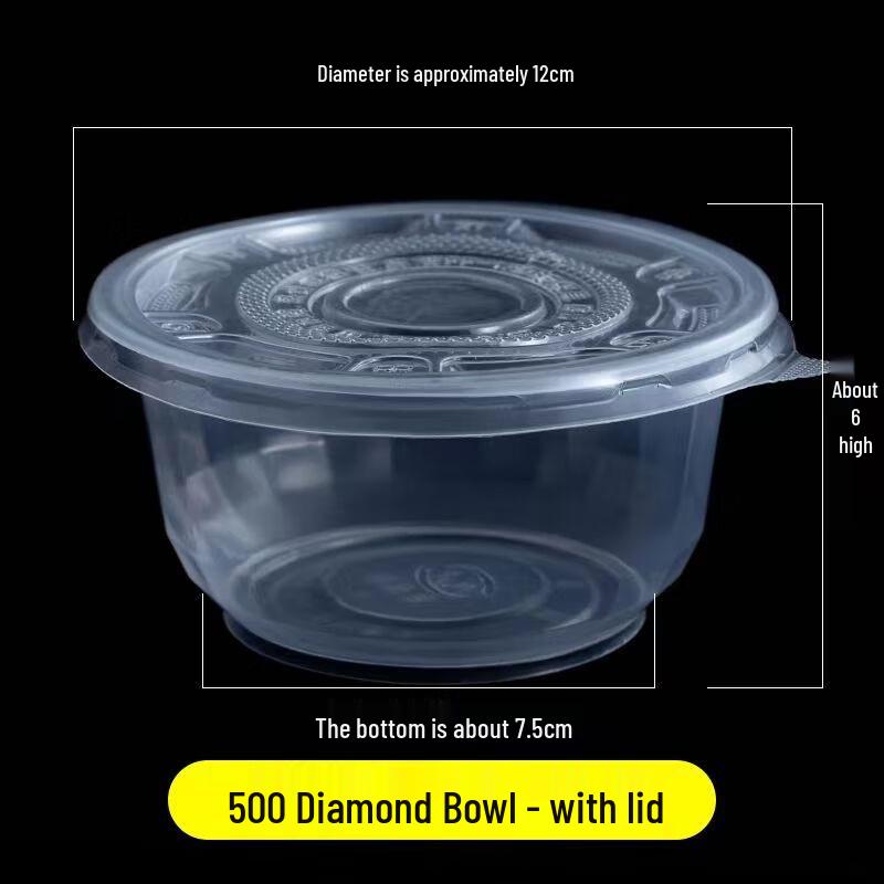 

Disposable Round Transparent Plastic Bowls with Lids, 300 Count