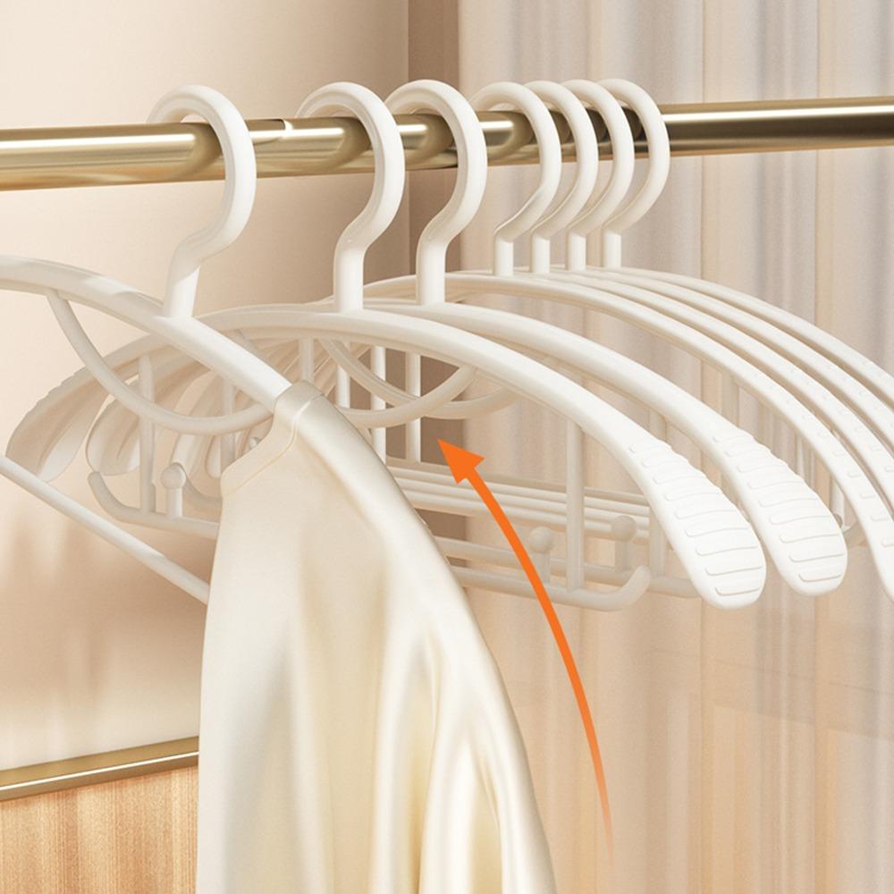 5 Pcs/Set Plastic Non-slip Clothes Hanger Wide Shoulder Adult Size Plastic Clothes Hanger Thickened Clothes Drying Rack