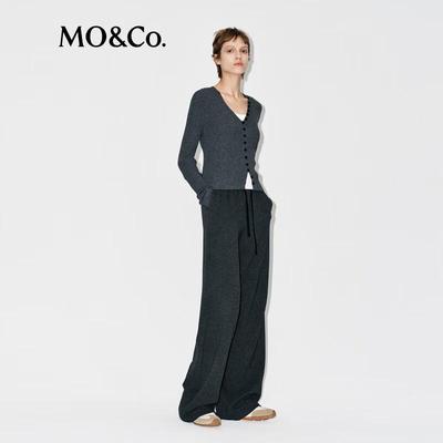 MO&Co. Women's V-Neck Wool Blend Cardigan