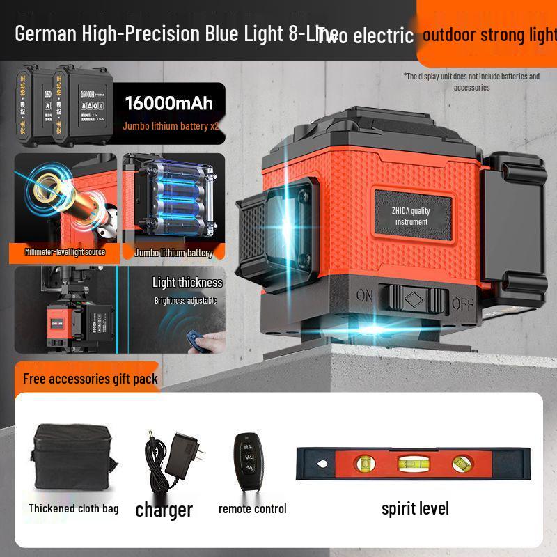 12-Line High Precision Green Laser Level - Outdoor Auto-Leveling with Strong Infrared Light
