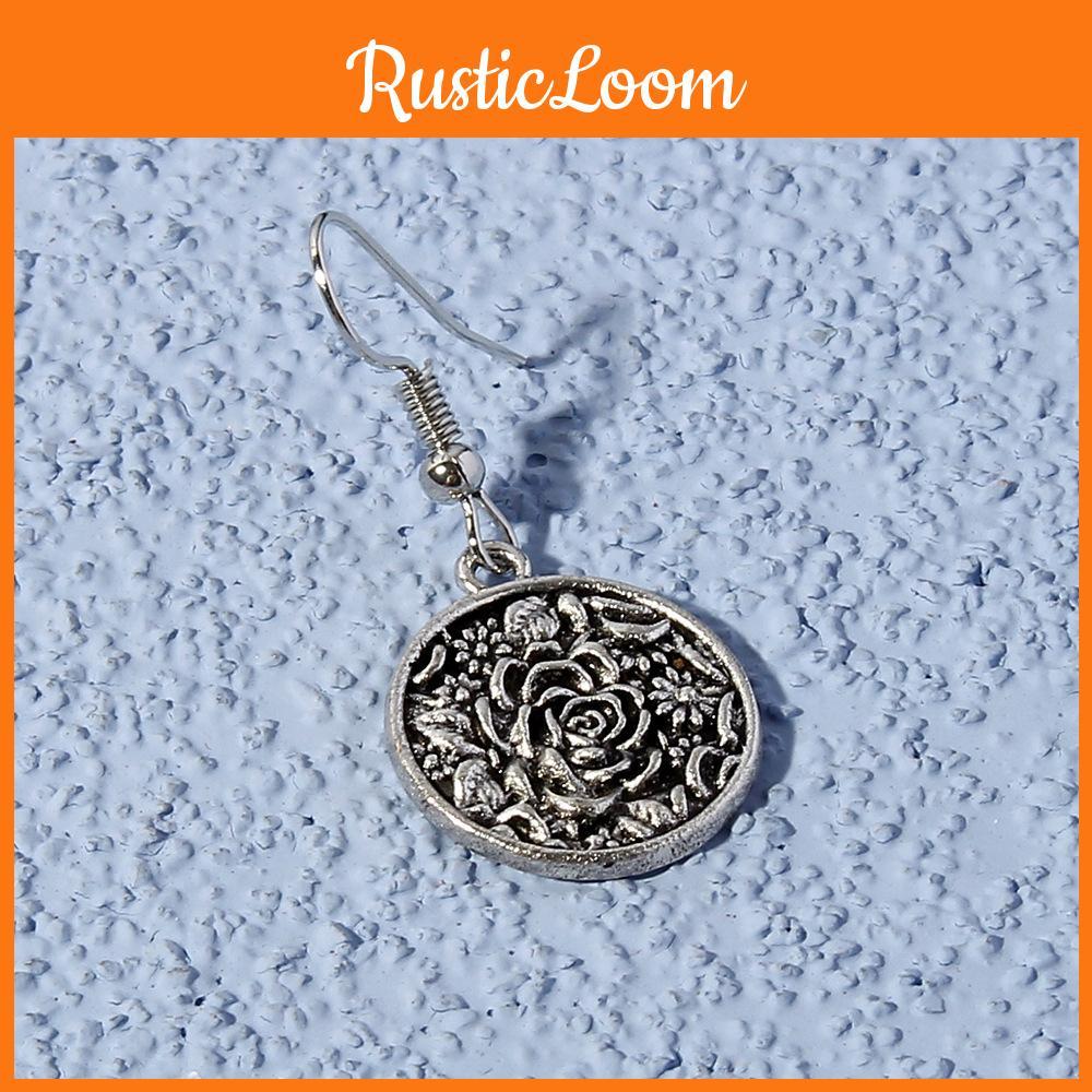 Vintage Floral Metal Earrings For Women With Geometric Design For Wedding And Gift Giving