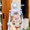 600ML Cute Kids Water Bottle With Straw Dinosaur Plastic Water Cup For Boys Girls Children Leakproof Drinking Bottle For Outdoor