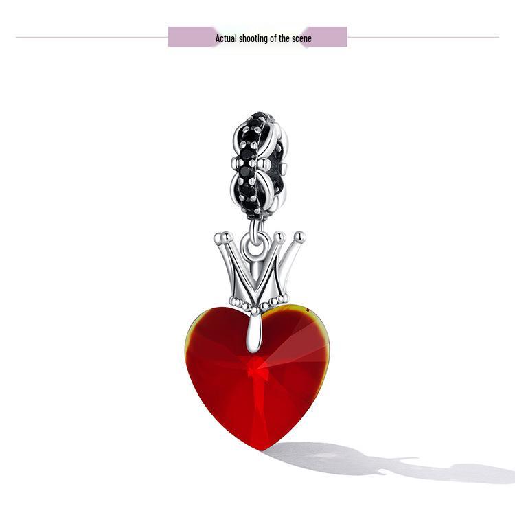 Silver Ziyun Retro Crown Love Pendant in Sterling Silver - Queen Style Fashion DIY Beaded Accessory (Model: SCC2247)