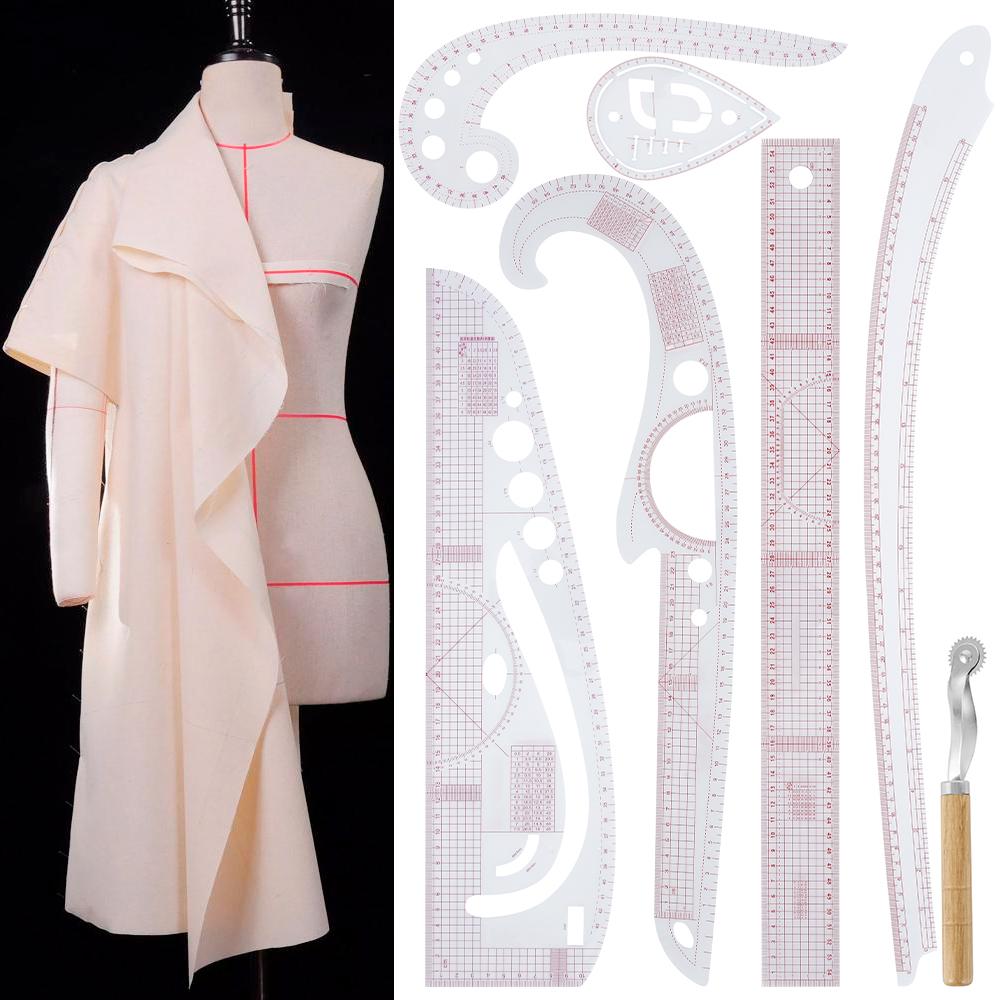 7/9 Stück Nählineal Set Französische Kurve Transparentes Lineal Musterhersteller Designer Schneider DIY Kleidungsstückherstellung Messwerkzeuge