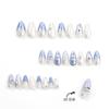 24 Pieces 3D Bow French Wearing Nail New Y2k Silver Star Flash Diamond Human Fish Bead Nail Art Piece