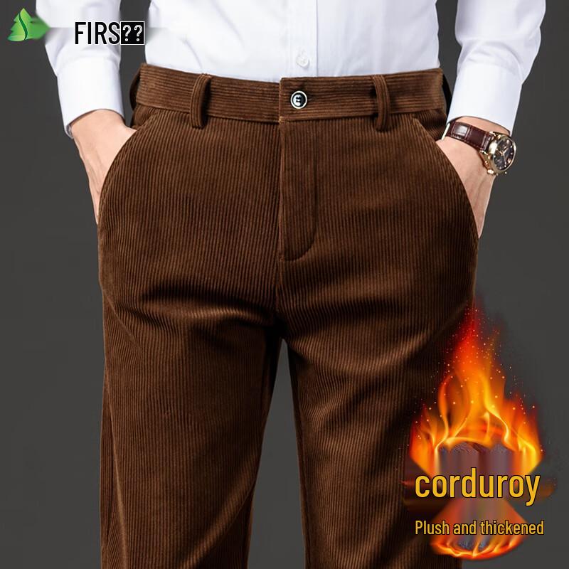 

FIRS Men s Corduroy Fleece-Lined Straight-Leg Casual Pants 42