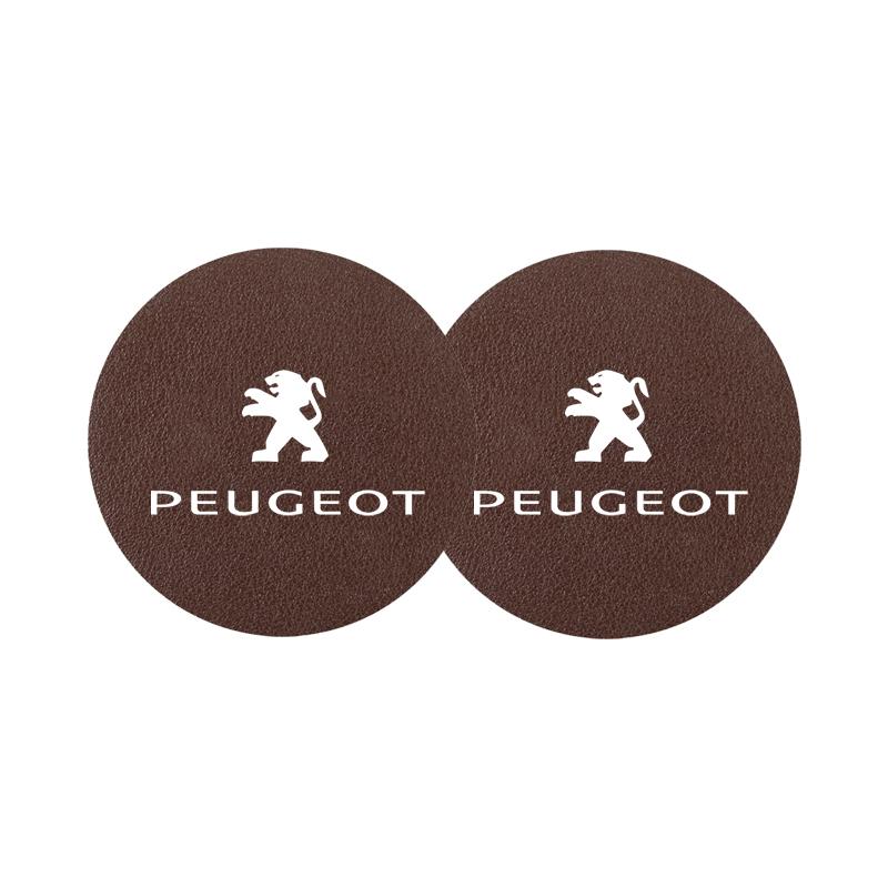2Pcs Car Coasters Water Cup Mats Waterproof Slot Pad For Peugeot 208 3008 308 2008 207 508 406 407 307 206 301 408 5008 4008 107