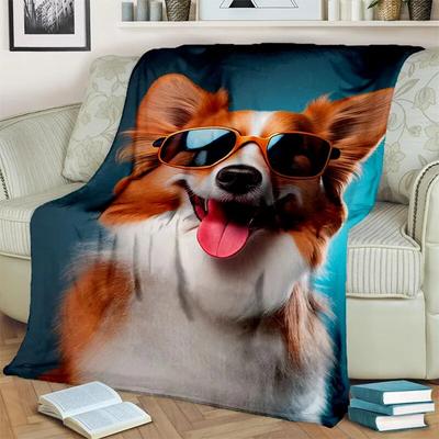 Manta de dibujos animados de perro husky, samoyedo, chihuahua y koki pomerania, suave para el hogar, dormitorio, sofá, manta para niños.