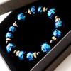 [GOLD STONE] Glowing Firefly Glass Blue Bracelet, Okinawa Power Stone, Inner Diameter: Approx. 16.5cm