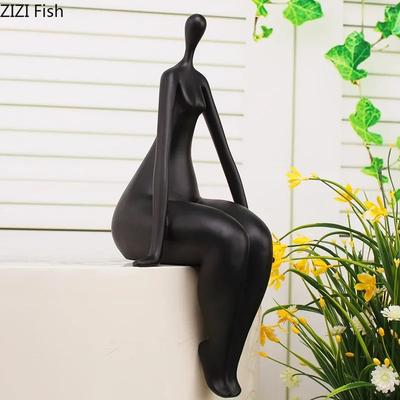 Yoga Figures Statue Abstract Artwork Ornaments Desk Decoration Minimalist Yoga Character Resin Sculpture Modern Home Decor