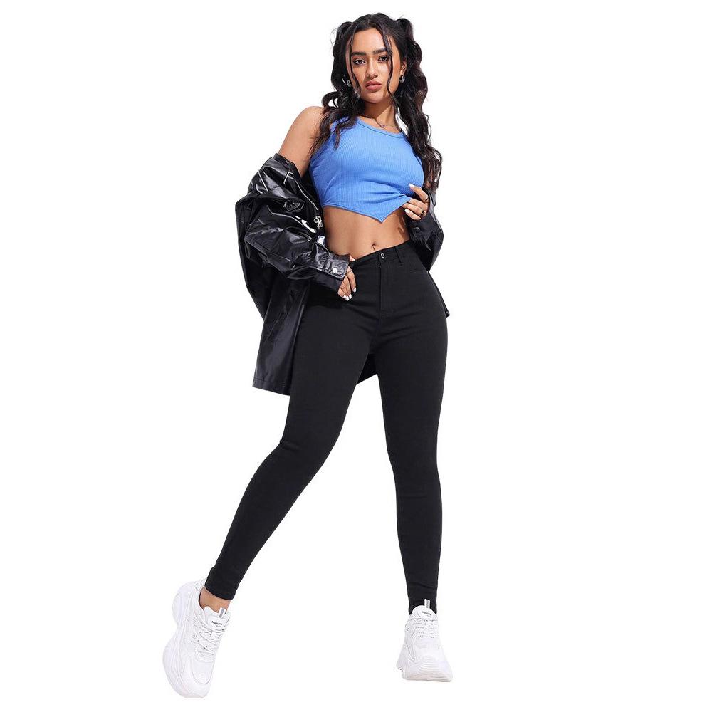 Neue Damen High Waist Skinny Jeans, Sexy Po-Hebende Bleistifthosen für Streetwear, Modische Tapered Leg Denim-Hosen